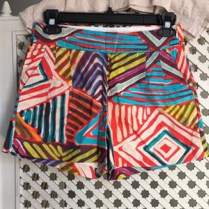 J. Crew multi-colored print shorts red blue yellow
